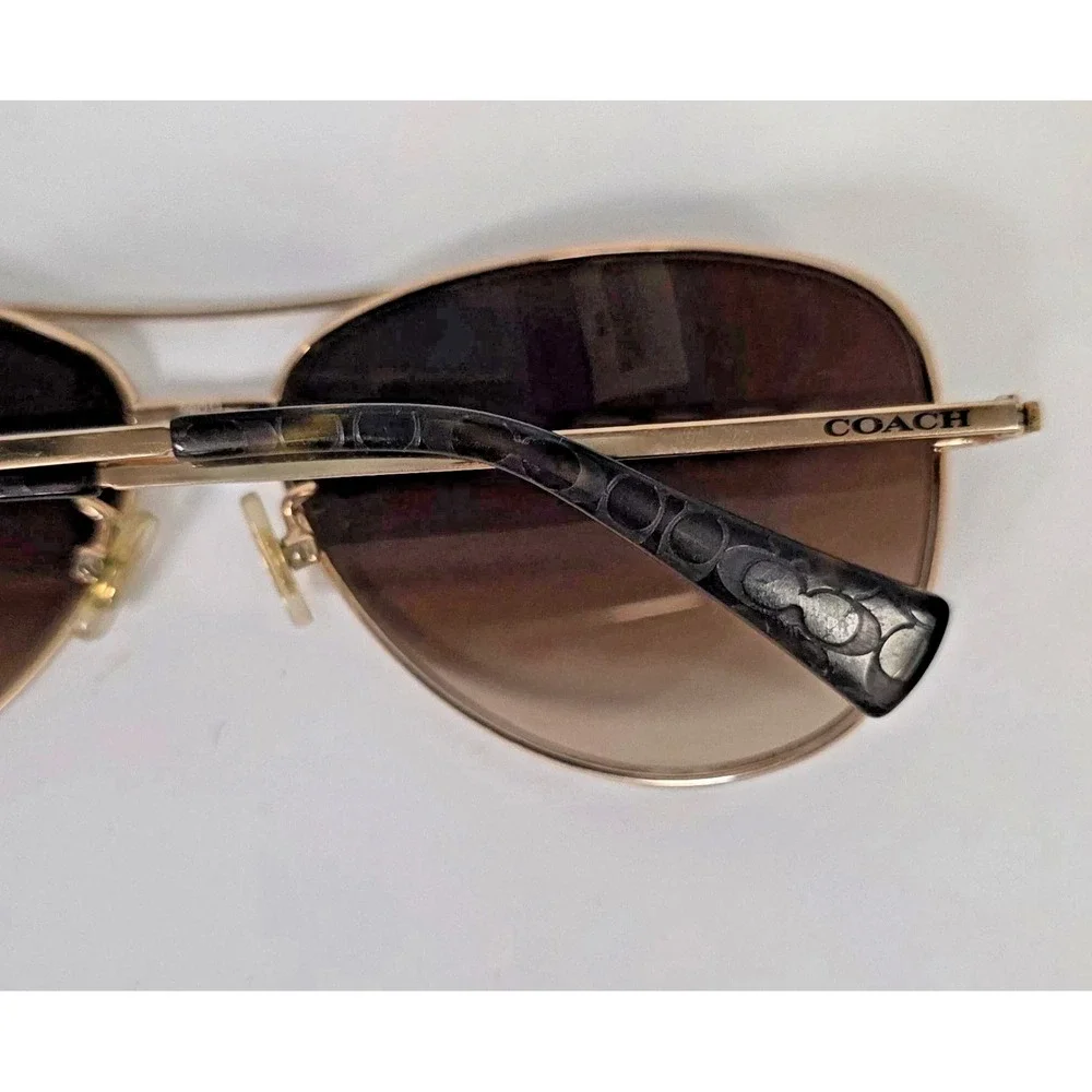 Coach Gold Aviator Sunglasses HC 7028 (L915) Jaclyn 9099/13 Clamshell Case